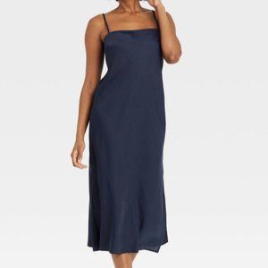 Navy Blue Midi Slip Dress